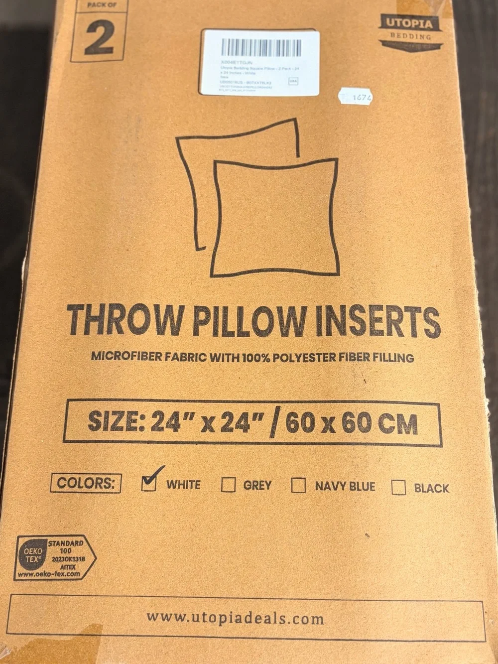 Brand New Set of 2 Pillow Inserts 24”x24” Down Alternative